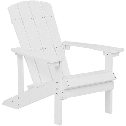 Beliani - Outdoor Lounger Chair White Plastic Wood for Patio Yard Adirondack
