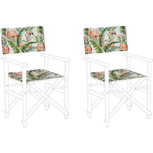 Beliani - Set of 2 Garden Chairs Replacement Fabrics Seat Backrest Flamingo Pattern Cine