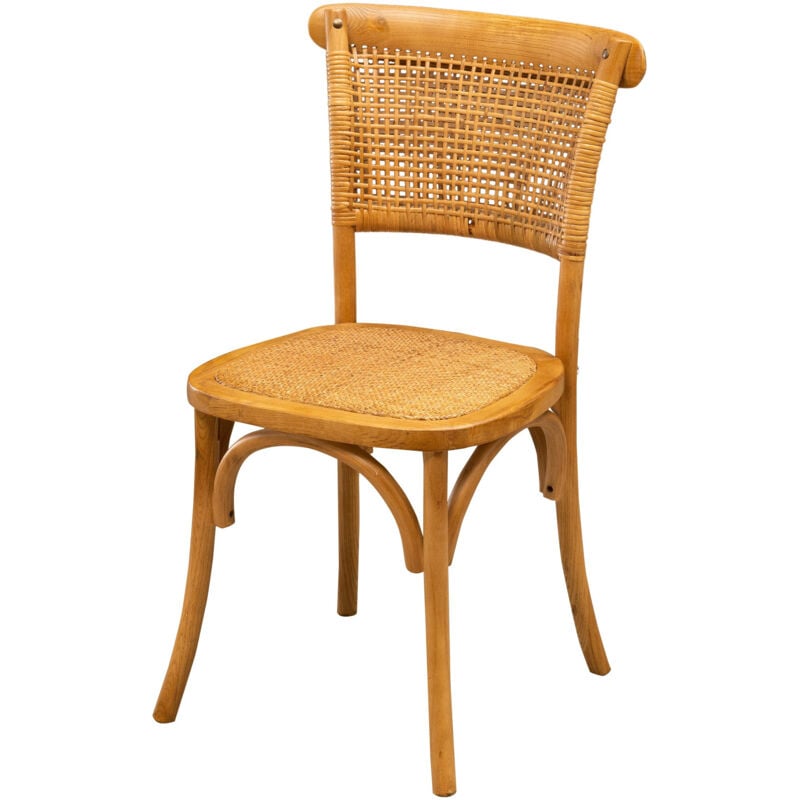 Biscottini - Kitchen chair Ash wood chair Dining room chair 89x50x45 cm Modern chair Thonet wooden chairs and rattan seat Vintage chair