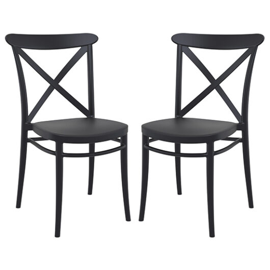 Carson Black Polypropylene And Glass Fiber Dining Chairs In Pair