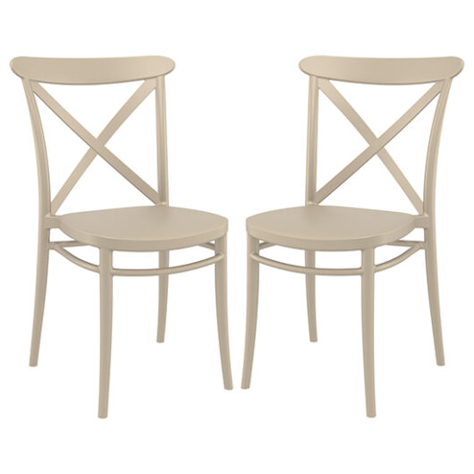 Carson Taupe Polypropylene And Glass Fiber Dining Chairs In Pair
