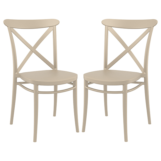 Carson Taupe Polypropylene And Glass Fiber Dining Chairs In Pair