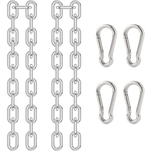 Ccykxa - Hanging Chair Chain 2 Pieces 304 Stainless Steel Extension Chain Hanging Chair Chain with 4Pcs Spring Snap Hook for Indoor and Outdoor
