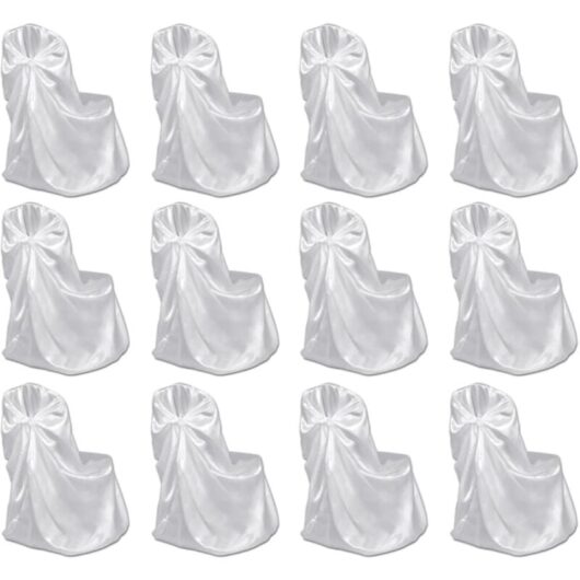 Chair Cover for Wedding Banquet 12 pcs White vidaXL
