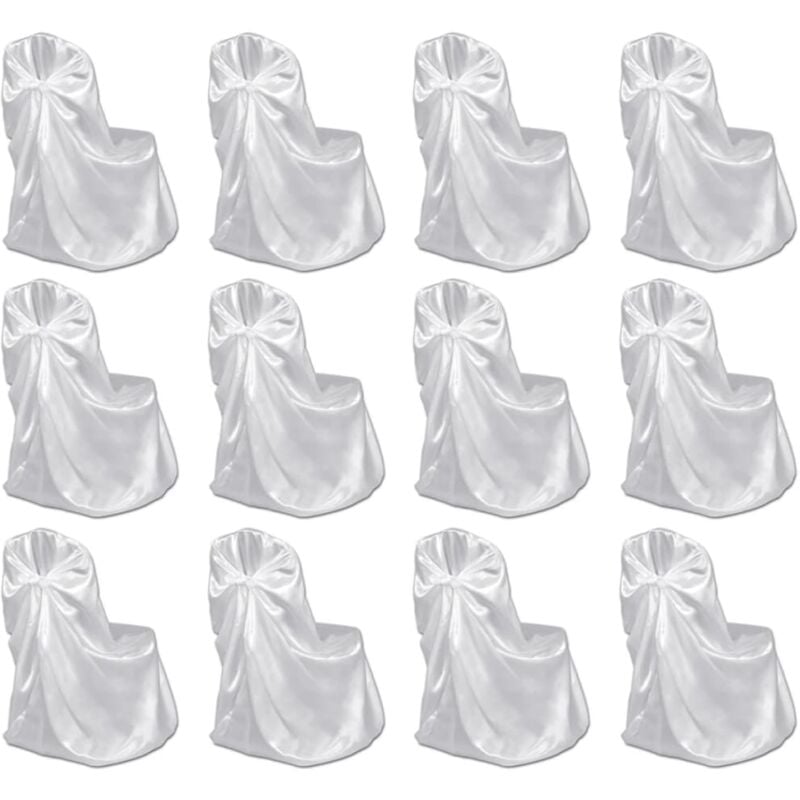 Chair Cover for Wedding Banquet 12 pcs White vidaXL