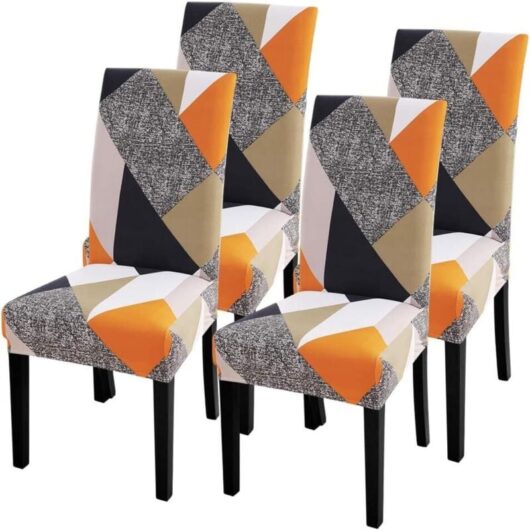 Chair Covers, 4 Pieces Stretch Removable Washable Modern Dining Room Chair Cover Slipcover-Wedding Bouquet Decoration, Hotel, Restaurant