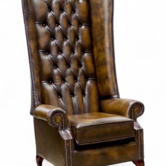 Chesterfield Soho 6ft Leather High Back Wing Chair Antique Gold Cushioned