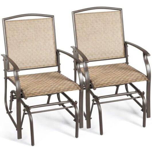 Costway - 2PCS Rocking Chair Garden Glider Chair Curved Armchair Swing Chair Ergonomic