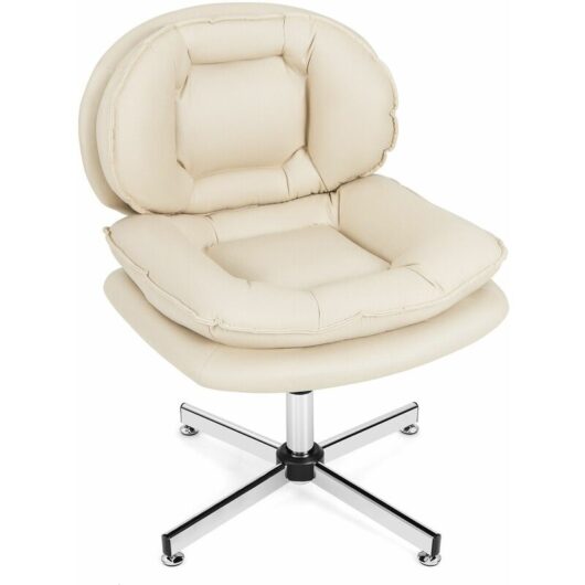 Costway - Armless Home Office Chair Swivel Desk Chair Height Adjustable Task Vanity Chair