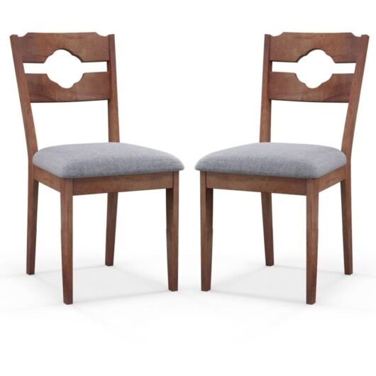 Costway - Set of 2 Dining Chairs Armless Upholstered Rustic Kitchen Side Chair