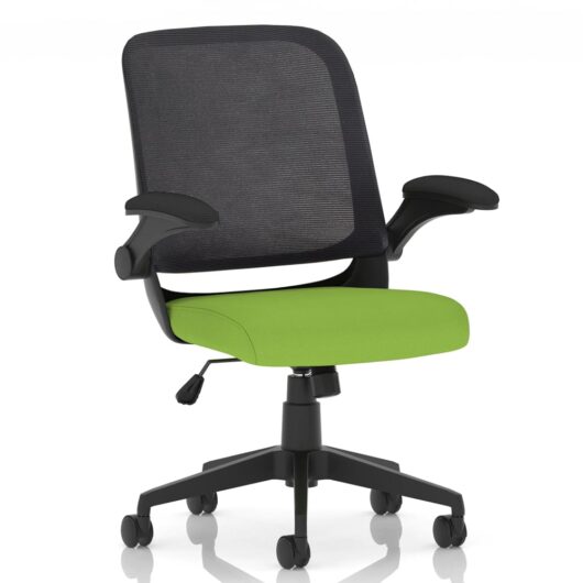 Crowley Fabric Office Chair With Folding Arms In Myrrh Green