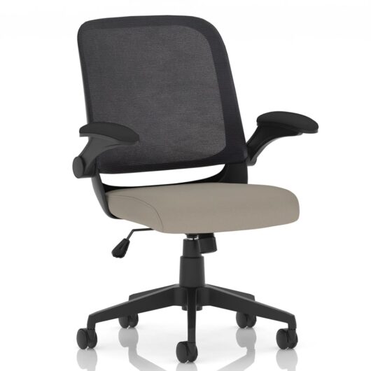 Crowley Fabric Office Chair With Folding Arms In Salt