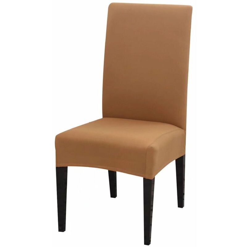 Dining Chair Covers High Back Polyester Spandex Elastic Dining Chair Slipcovers Protector Kitchen Chair Seat Covers, Washable & Removable (Camel, Set