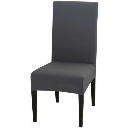 Dining Chair Covers High Back Polyester Spandex Elastic Dining Chair Slipcovers Protector Kitchen Chair Seat Covers, Washable & Removable (Grey, Set
