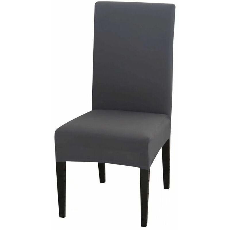 Dining Chair Covers High Back Polyester Spandex Elastic Dining Chair Slipcovers Protector Kitchen Chair Seat Covers, Washable & Removable (Grey, Set