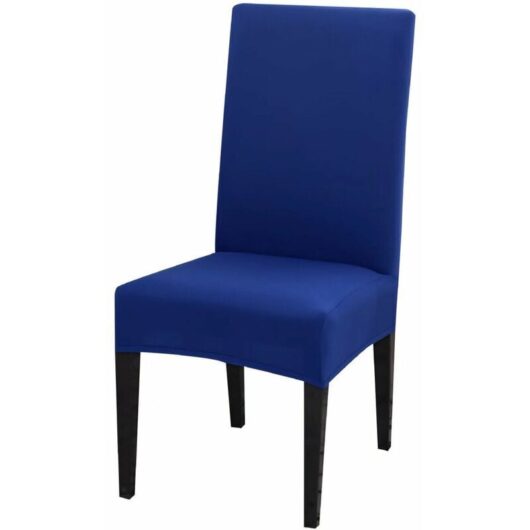 Dining Chair Covers High Back Polyester Spandex Elastic Dining Chair Slipcovers Protector Kitchen Chair Seat Covers, Washable & Removable (Lake Blue,