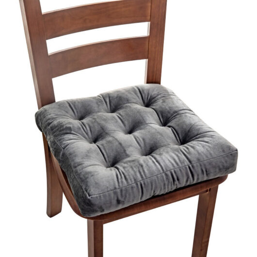Dining Chair Cushion Square Seat Pad for Tatami Student Dormitory Home Bay Window Dark Gray 45x45cm