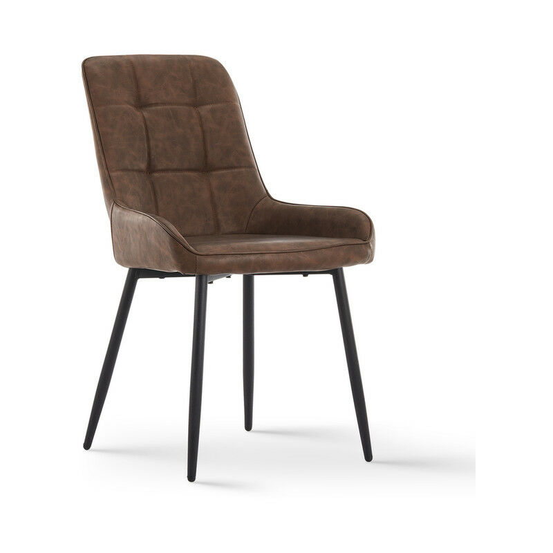 Dining Chairs 2x Faux Leather Upholstered Kitchen Dining Room Chairs Brown