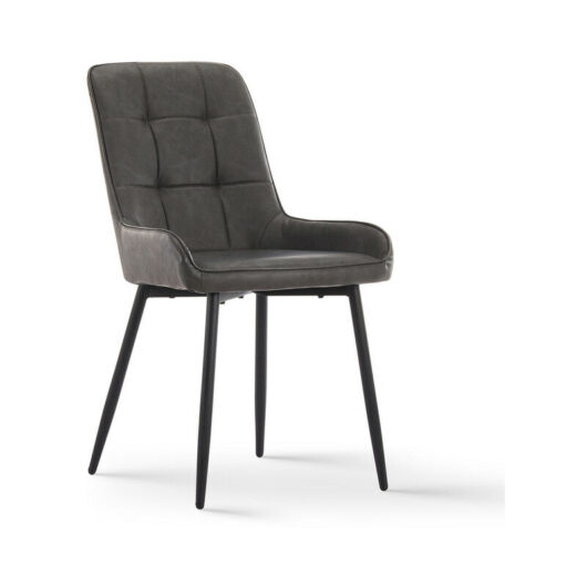 Dining Chairs 2x Faux Leather Upholstered Kitchen Dining Room Chairs Grey