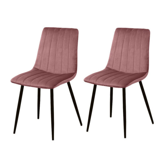 Dining Chairs 2x Velvet Upholstered Kitchen Leisure Chairs Lounge Reception Chairs for Home Office Bedroom Hotel Pink