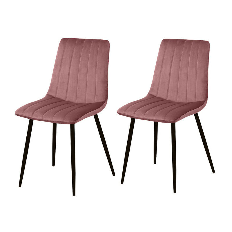 Dining Chairs 2x Velvet Upholstered Kitchen Leisure Chairs Lounge Reception Chairs for Home Office Bedroom Hotel Pink