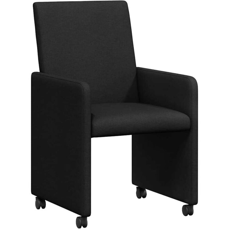 Dining Chairs with Wheel 2 pcs Black 57 x 66 x 94 cm Fabric vidaXL