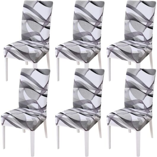 Dining Room Chair Covers, Stretch Chair Covers, Decorative High Chair Covers for Banquet Hotel Kitchen Wedding Restaurant (Long Ribbon, 6 pieces)
