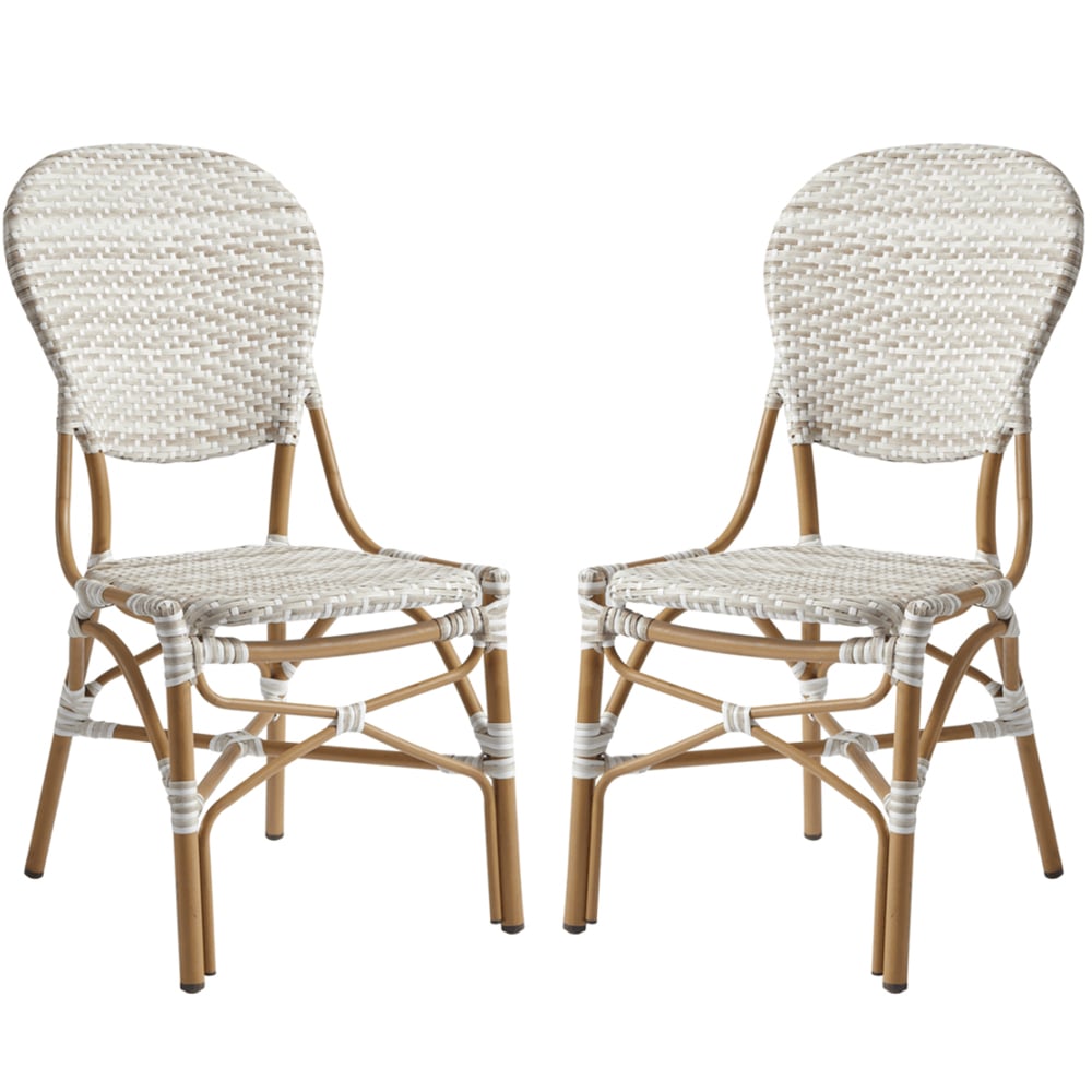 Edinburg Natural Rattan Bar Chairs With Wooden Frame In Pair