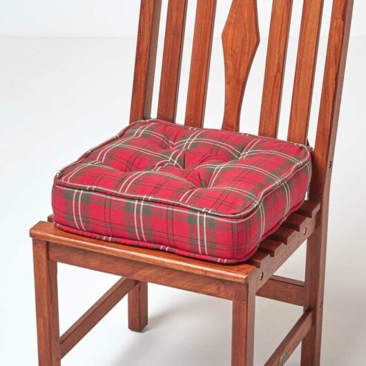 Edward Tartan Cotton Dining Chair Booster Cushion - Homescapes