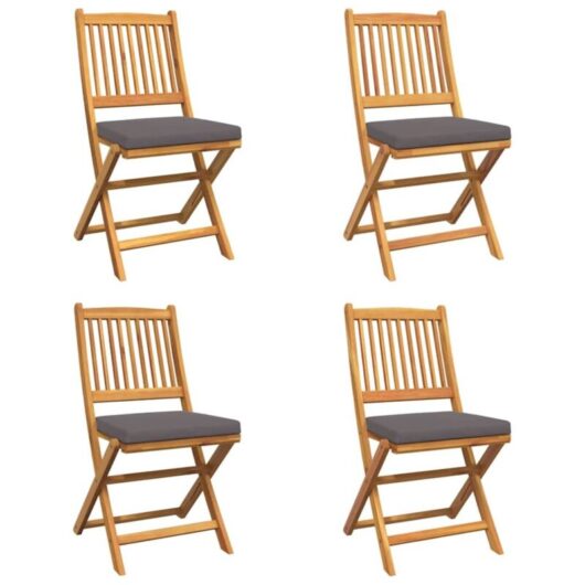 Folding Chair 4 pcs Grey 49 x 57.5 x 92cm Solid Acacia wood vidaXL