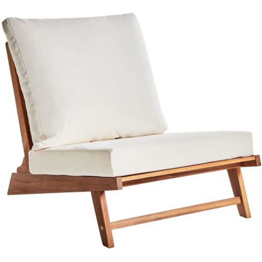 Garden Chair with Cushion MICCIANO Acacia Wood Off-White