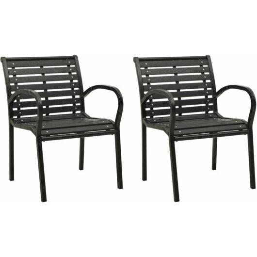 Garden Chairs 2 pcs Steel and WPC Black vidaXL