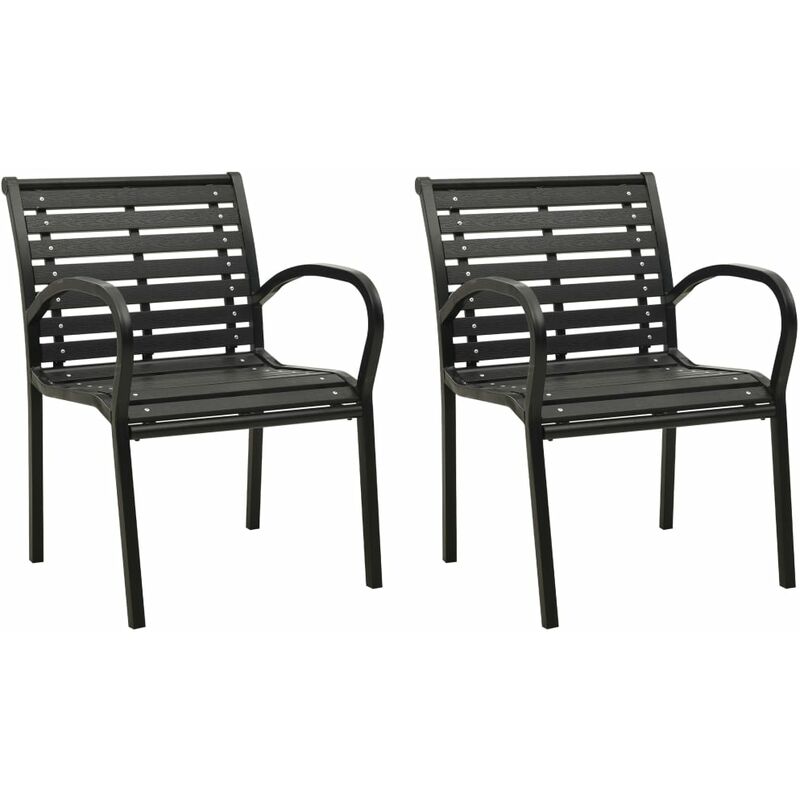 Garden Chairs 2 pcs Steel and WPC Black vidaXL