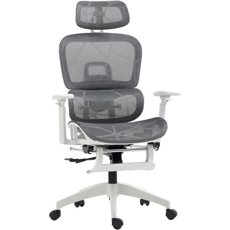 HOMCOM Ergonomic Office Chair Swivel Computer Chair with 3D Armrest Grey