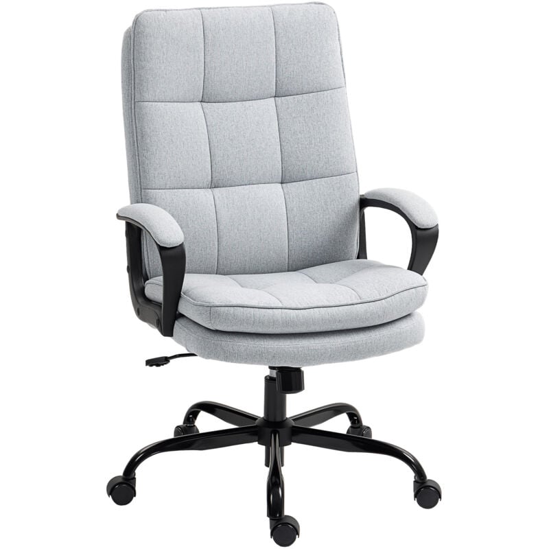 Homcom - Fabric Office Chair, Computer Desk Chair for Home, Light Grey