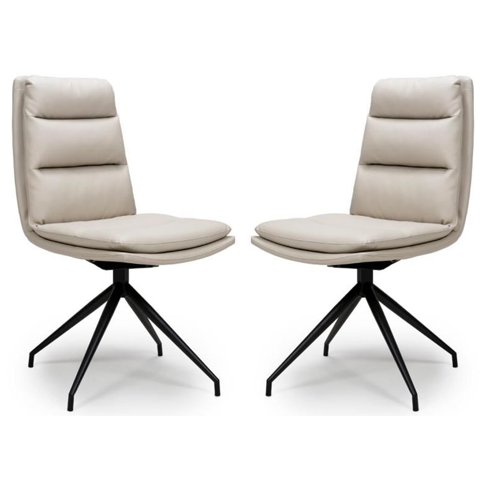 Norton Taupe PVC Fabric Dining Chairs With Metal Legs In Pair