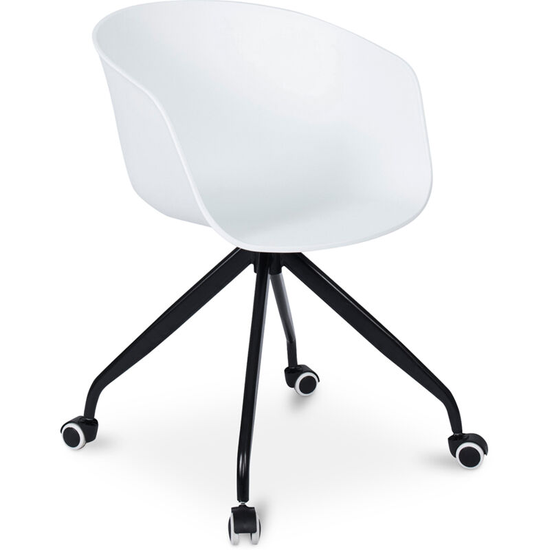 Office Chair with Armrests - Desk Chair with Castors - Guy - Joan White