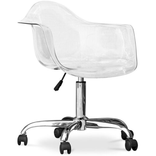 Office Chair with Armrests Transparent - Swivel Desk Chair with Wheels - Grev Grey transparent