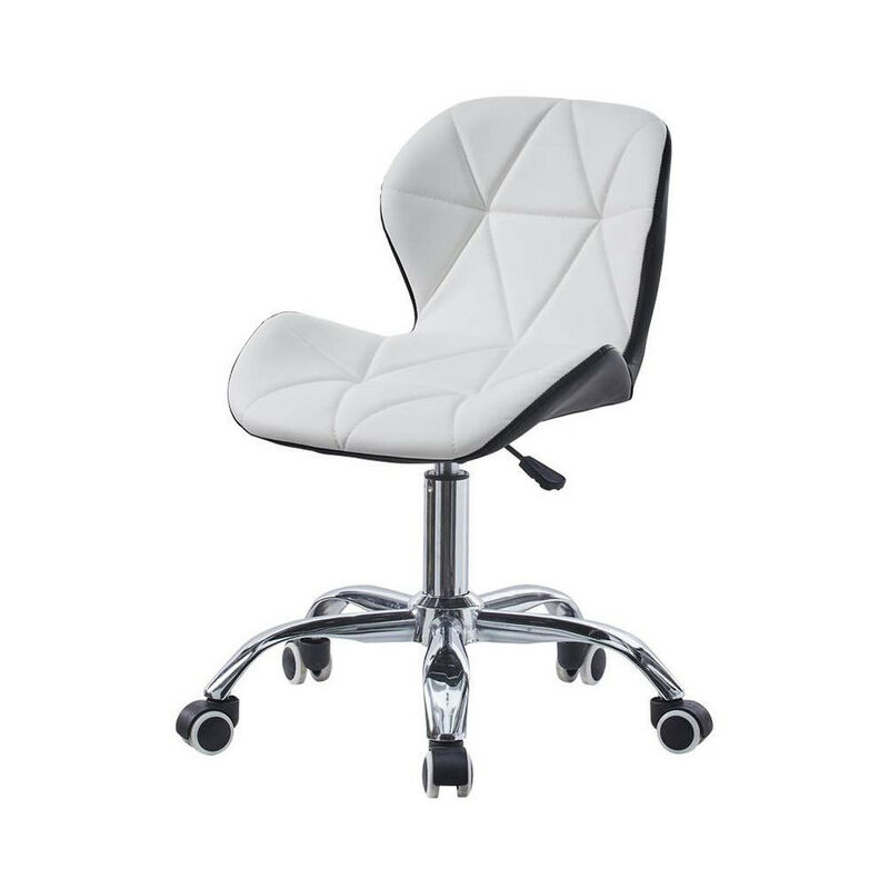 Office Desk Chair for Home Faux Leather Padded Seat Computer Chair with Wheels for Home Office, White