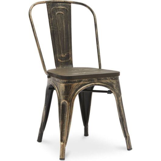 Privatefloor - Dining Chair - Industrial Design - Steel and Wood - New Edition - Stylix Metallic bronze