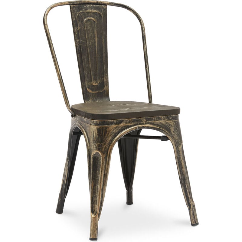 Privatefloor - Dining Chair - Industrial Design - Steel and Wood - New Edition - Stylix Metallic bronze