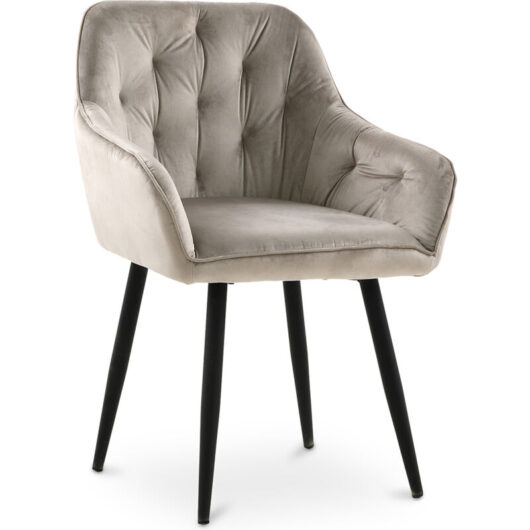 Privatefloor - Dining Chair with Armrests - Upholstered in Velvet - Alene Taupe