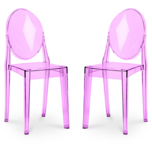 Privatefloor - Pack of 2 Transparent Dining Chairs - Victoria Queen Purple transparent