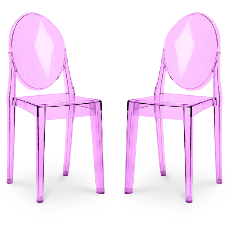 Privatefloor - Pack of 2 Transparent Dining Chairs - Victoria Queen Purple transparent