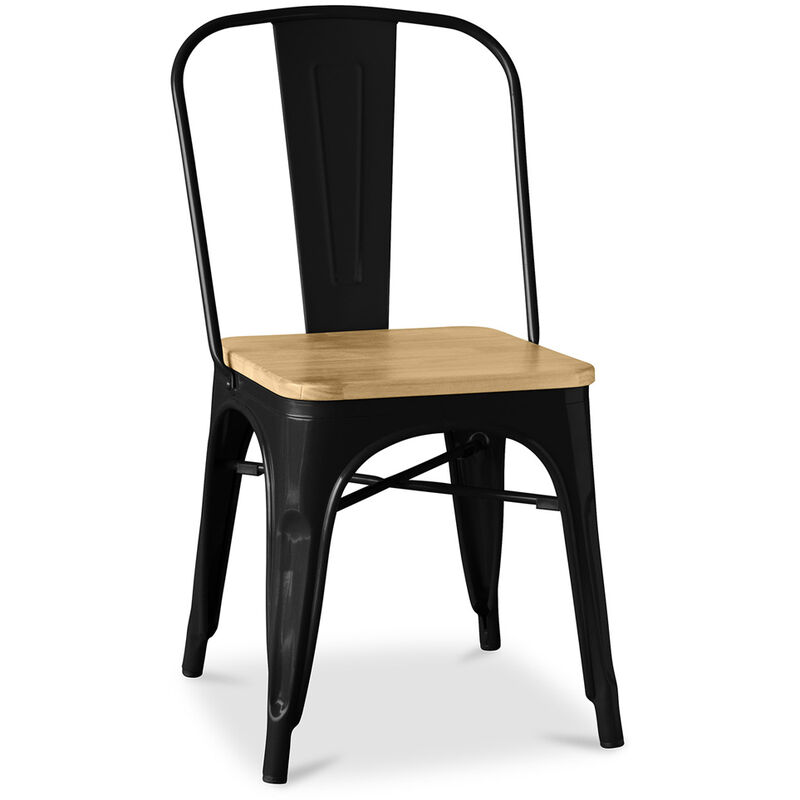 Privatefloor - Stylix Chair Square Wooden - Metal Black Wood, Iron, Metal, Wood - Black