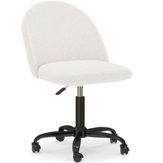 Privatefloor - Upholstered Office Chair - Bouclé - Evelyne White