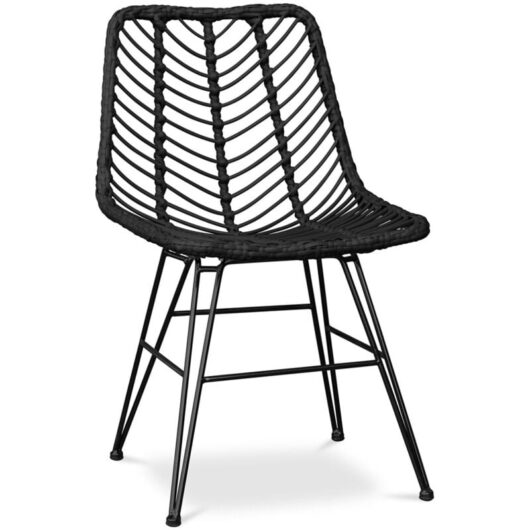 Rattan Dining Chair - Boho Style - Mia Black