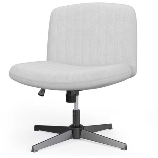 Rattantree - Ergonomic Cross Legged Office Chair Armless Wide Desk Chair with Mid Back Support Grey
