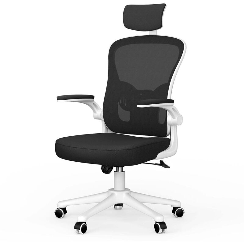 Rattantree - Office Chair Ergonomic Desk Chair Executive Swivel Computer Chair with Headrest Max Load 150kg Black/White