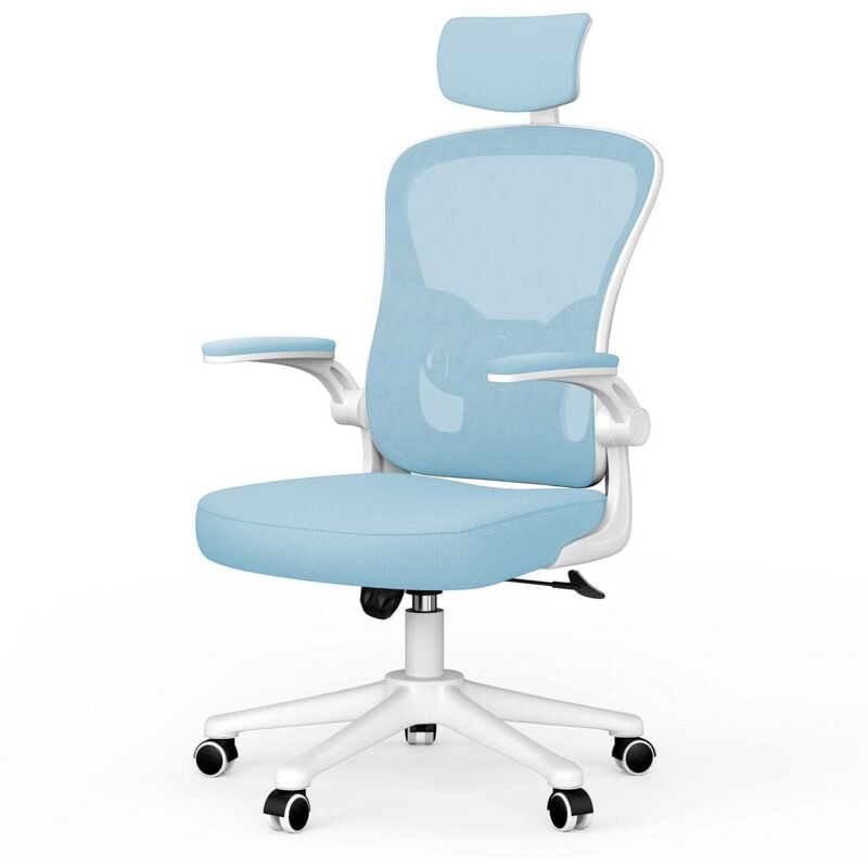 Rattantree - Office Chair Ergonomic Desk Chair Executive Swivel Computer Chair with Headrest Max Load 150kg Blue/White